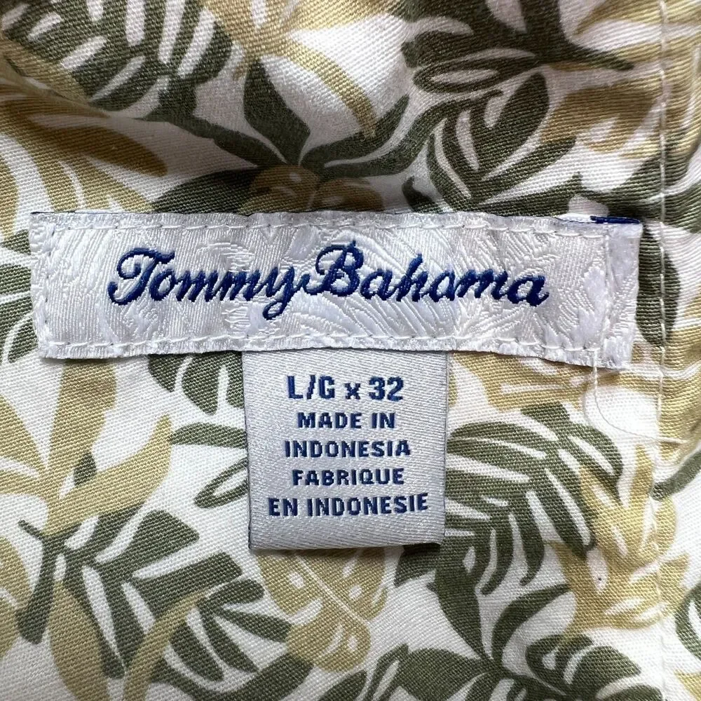 Tommy Bahama Men's White Linen Blend Elastic Waist Straight Leg Pants Size L 32